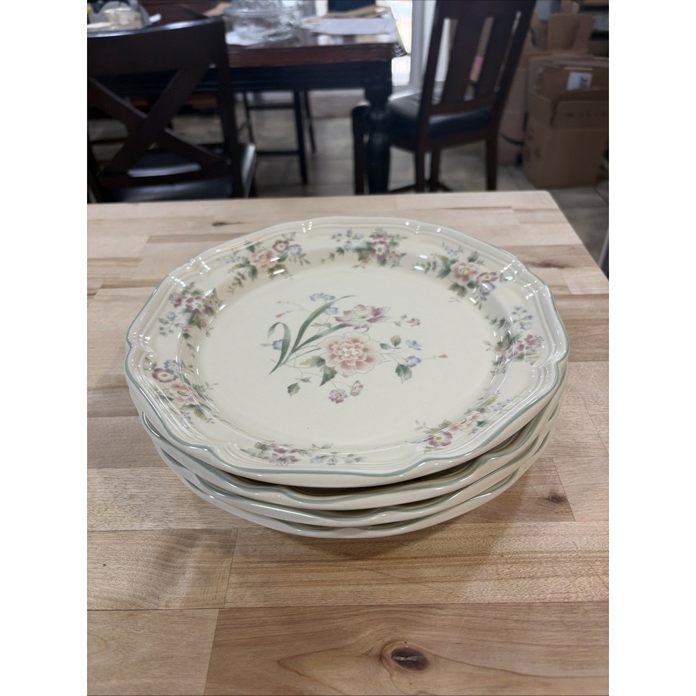 Vintage Mikasa Heritage Peony Bouquet F2013 Stoneware Dinner Plates Set Of 4